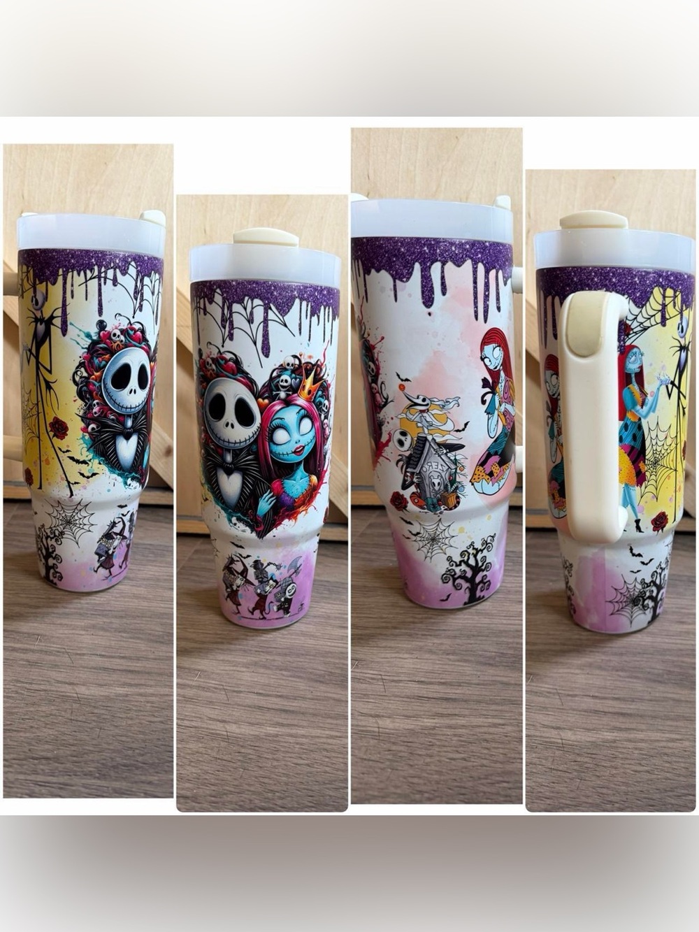 Glow in the dark Nightmare before Christmas Travel Tumbler with Handle